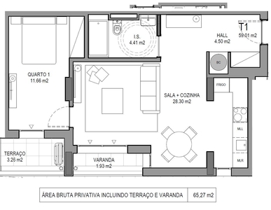 Apartamento T1 R/C na Urbanização As Villas - 3 Fase