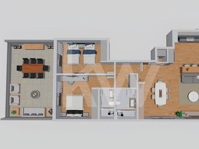 Apartamento com 2 Quartos e Terraço de 35m2 em Belas