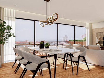 Apartamento T3, último piso, com terraço e vista mar, de 148,20 m2 e Box para 2 carros em novo empreendimento em Espinho.